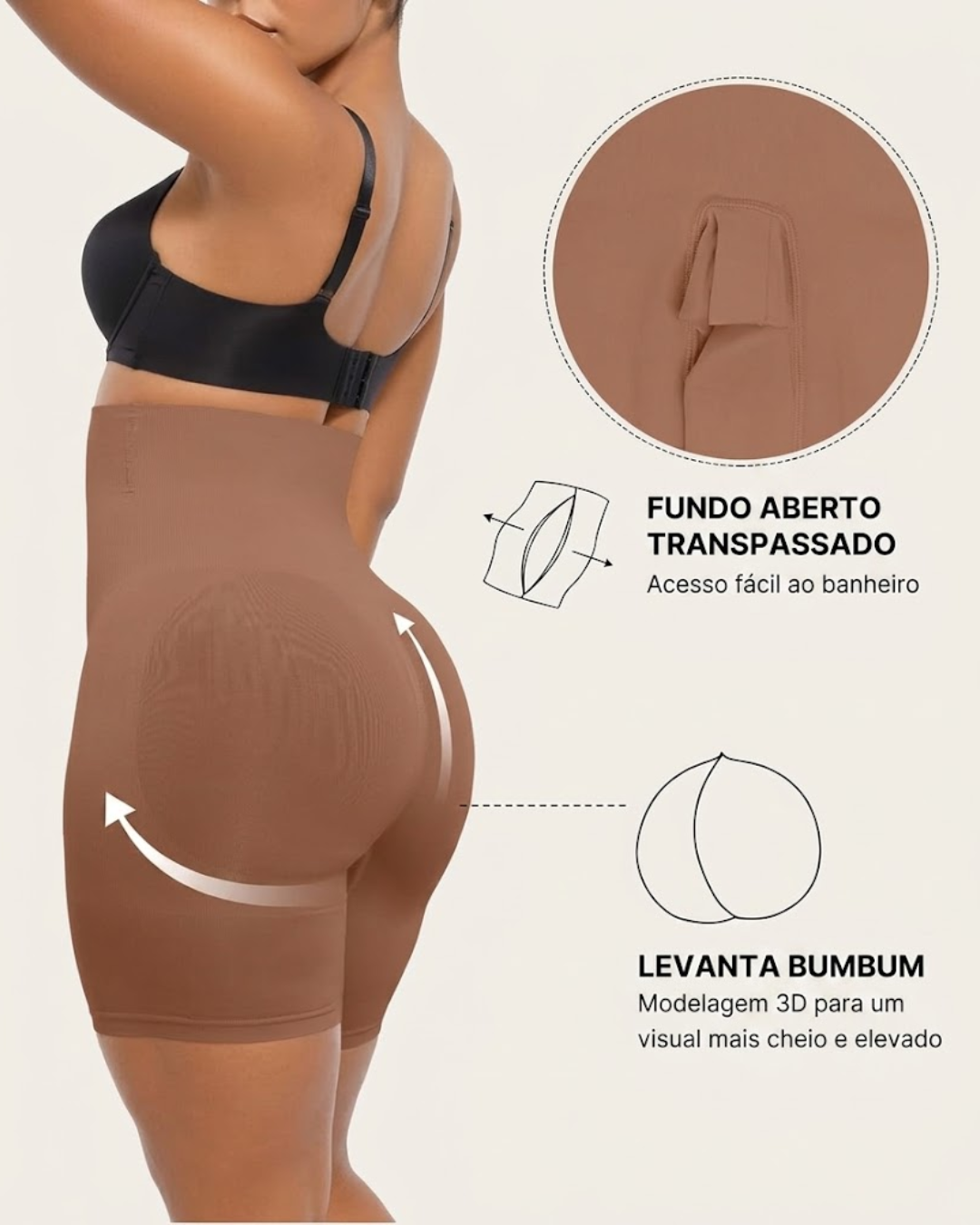 Short Modelador de Cintura Subida com Efeito Realçador