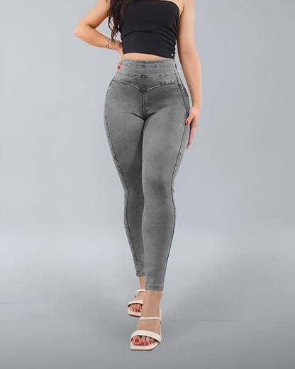Calça ajustada de cintura subida